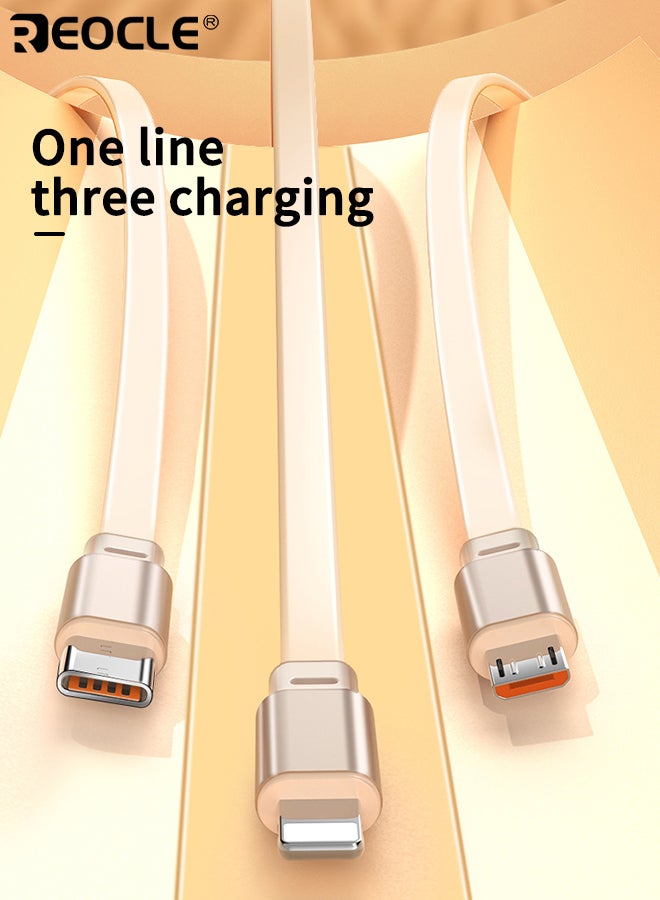 REOCLE 3-in-1 Retractable USB Charging Cable with 100W Fast Charge and Multi Port Design High Speed Data Sync Cord with Smartphone Compatibility for Device Charging - Image 3