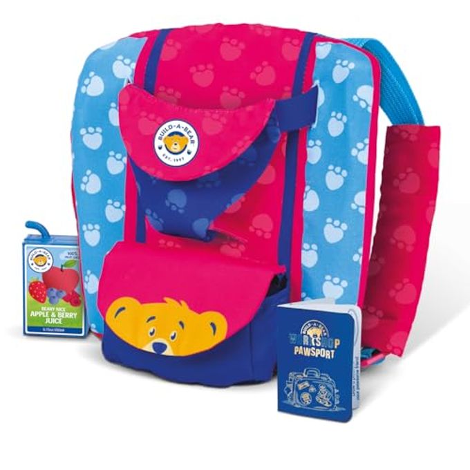 CASDON Build-A-Bear Workshop Pawfect Adventure Toy Bear Carrier | Multi-Way Carrier for Teddies | For Kids Aged 3+ | Includes Bag, Juice Box, Hat & Pawsport | Official Licensed Toy - Image 4