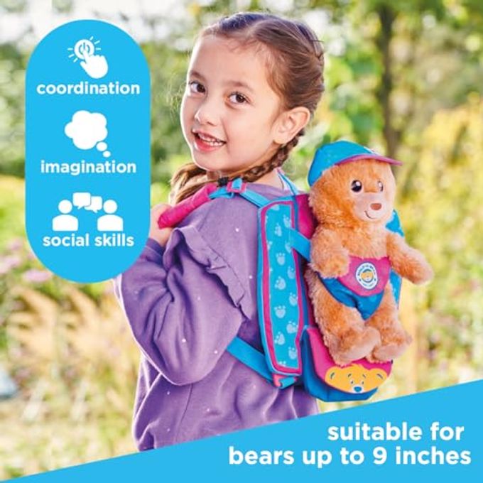 CASDON Build-A-Bear Workshop Pawfect Adventure Toy Bear Carrier | Multi-Way Carrier for Teddies | For Kids Aged 3+ | Includes Bag, Juice Box, Hat & Pawsport | Official Licensed Toy - Image 3