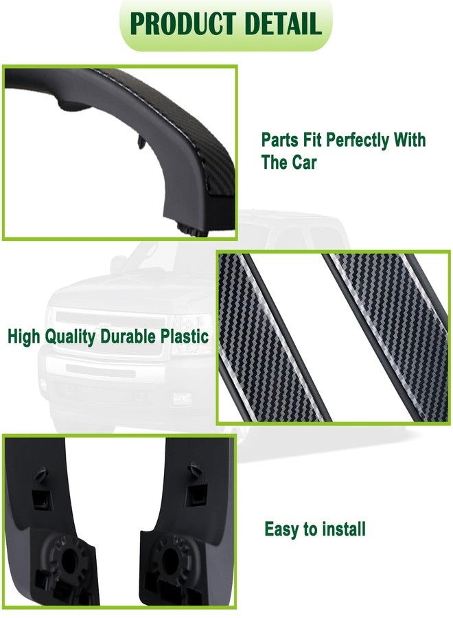 omoZone Pair Interior Door Pull Handle Armrest Inside Grab Handle Front Left&Right Side Ebony Carbon Fiber Compatible with 2010-2014 Chevrolet Chevy Silverado GMC Sierra Replaces 25932417 25932420 - Image 5