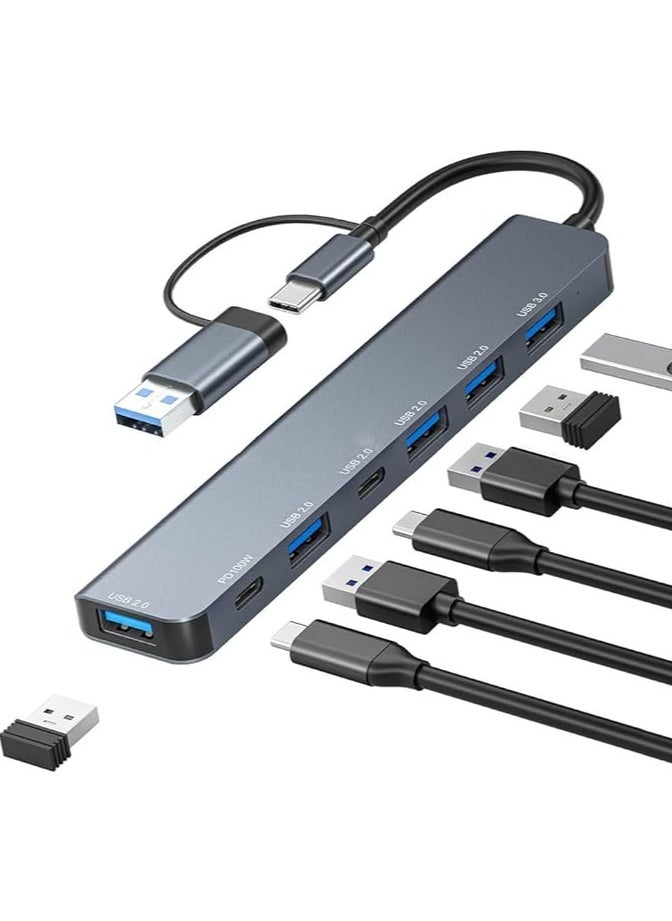 إيروريكس موزع USB، مقسم USB لأجهزة الكمبيوتر المحمول، محور USB 3.0 متعدد المنافذ، موسع منافذ USB متعدد، نقل البيانات من النوع C وواجهة الطاقة، محور نقل USB 5 منافذ متوافق مع Windows، Mac، الطابعة، محرك الأقراص الصلبة المحمول  - Image 1