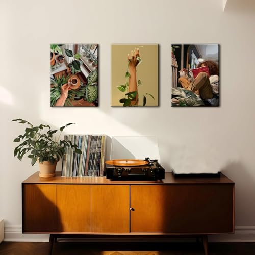 yulihaz Black Girl Reading Wall Art Fashion Spiritual Black Women Wall Decor Painting Trendy Motivational African American Woman Poster Canvas Print Pictures for Bedroom Living Room 12x16 inch Framed - Image 3