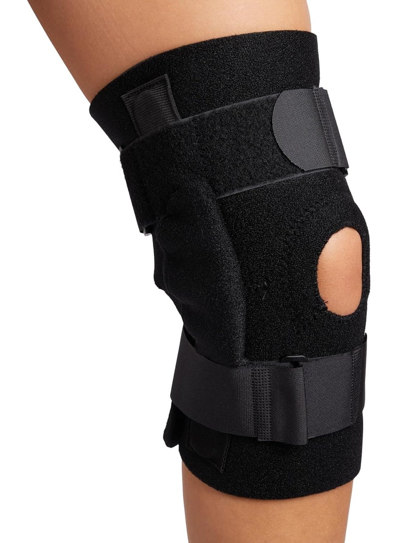 Blue Dot Hinged Knee Brace with Padded Cuffs - Pull & Press Fastener for Knee Dislocation Support - One Size - Image 1