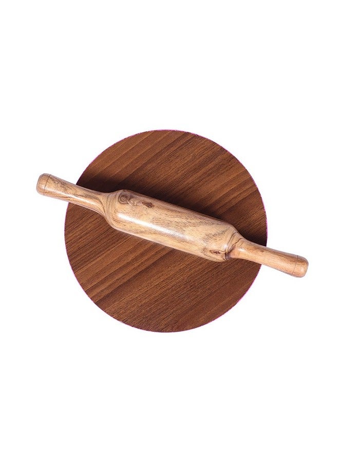 RJ kitchenware Store RJ kitchenware Store chakla belan roti maker Combo Pack of 2 PLY Chakla 10 IN Wooden Belan 12 In Size/Rolling Pin/Roti (wooden chakla Belan set)  - Image 1