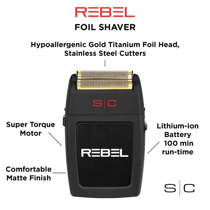 StyleCraft Rebel Professional Cordless Double Foil Shaver - Super Torque Motor, USB-C Rechargeable Electric Men's Foil Shaver, Close Shave, Barber Quality Grooming - Image 4