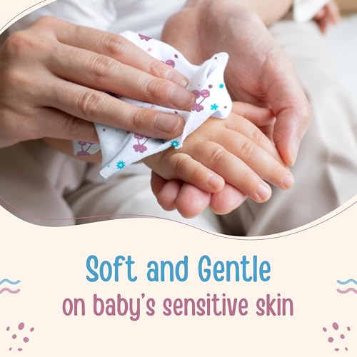 Luv Lap LuvLap Hosiery Cotton Cloth Premium Baby Washcloth for New Born, Washable (22 cm x 22 cm), Reusable, Absorbent, Extra Soft Face Towels/Washcloth for Babies, Cherry Print, Pack of 7 Pcs, Multicolour - Image 4