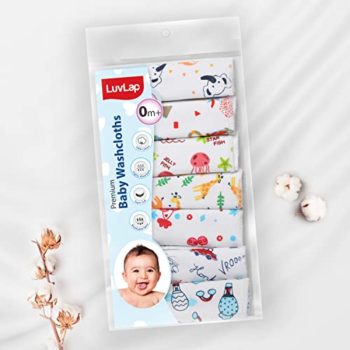 Luv Lap LuvLap Hosiery Cotton Cloth Premium Baby Washcloth for New Born, Washable (22 cm x 22 cm), Reusable, Absorbent, Extra Soft Face Towels/Washcloth for Babies, Cherry Print, Pack of 7 Pcs, Multicolour - Image 2