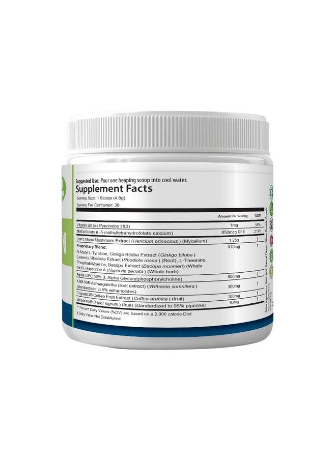PURE Healthy Brain Powder, Mango Peach Tea, Lion’s Mane 1.25g, Alpha-GPC 600mg, Ashwagandha 300mg, 30 Servings, Cognitive Support - Image 2