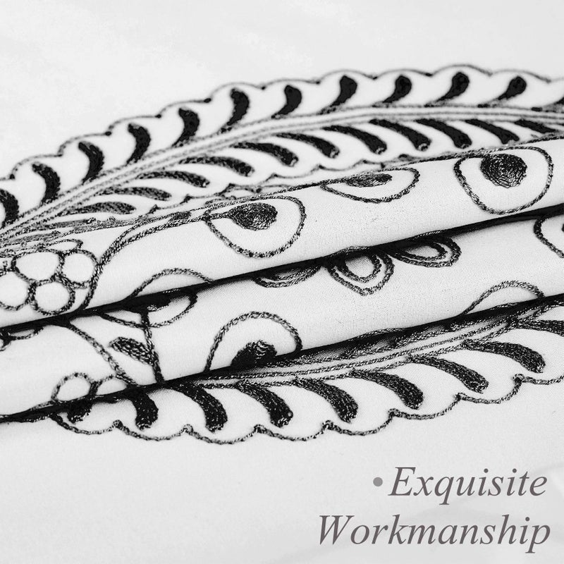Jubilantex White Embroidered Shower Curtain for Bathroom, Black and White Boho Farmhouse Floral Decorative Waterproof Rustic Style Water Resistant Bath Room Curtain Fabric for Spa Hotel, 70x72 Inches - Image 4