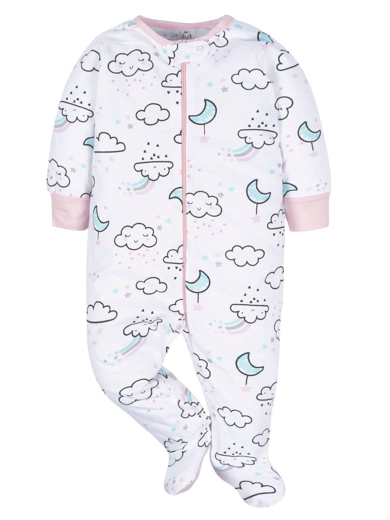 Gerber Baby Girls 4 Pack Sleep 'N Play Footie, Cloudy, 6-9 Months - Image 3