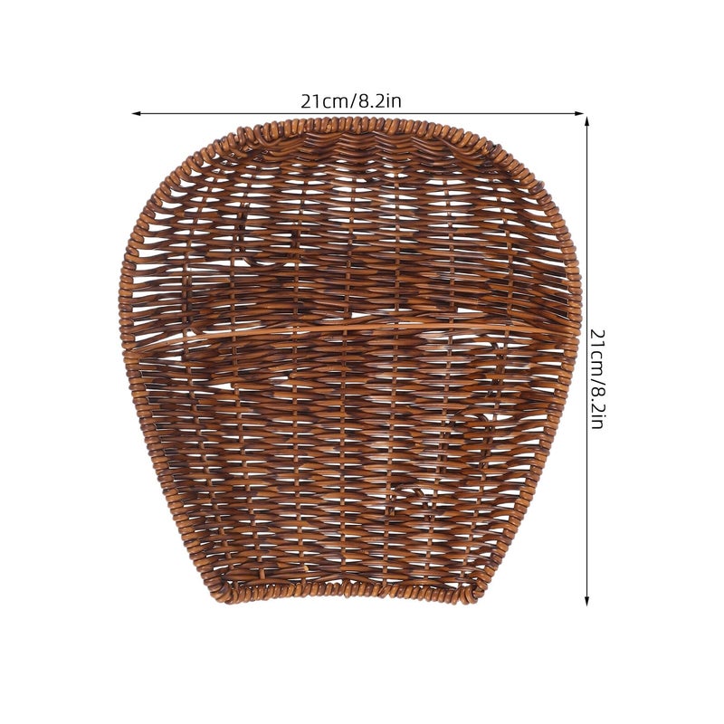 Medium Brown Woven Plastic Rattan Serving Basket For Bread Fruit Kitchen Dining Picnic - Image 3