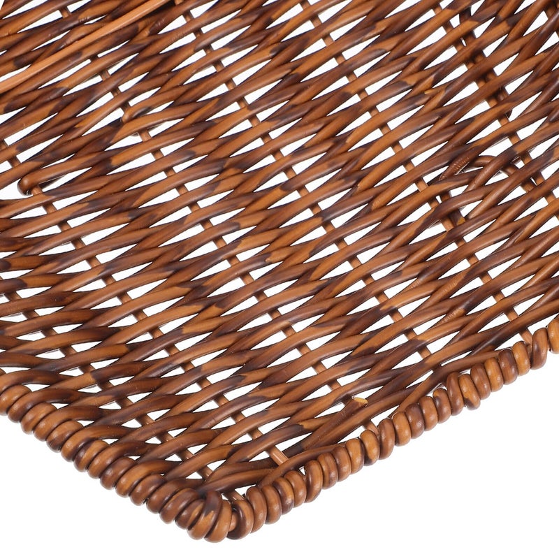 Medium Brown Woven Plastic Rattan Serving Basket For Bread Fruit Kitchen Dining Picnic - Image 4