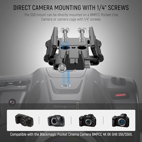 NEEWER Mount Bracket SSD Holder with Cold Shoe Cable Clamp, 1.6"-2.6" for Samsung T5 T7 SSD SanDisk Compatible with SmallRig Cage for BMPCC 4K 6K Compatible with iPhone 15 Pro Max Phone Cage, UA035 - Image 4