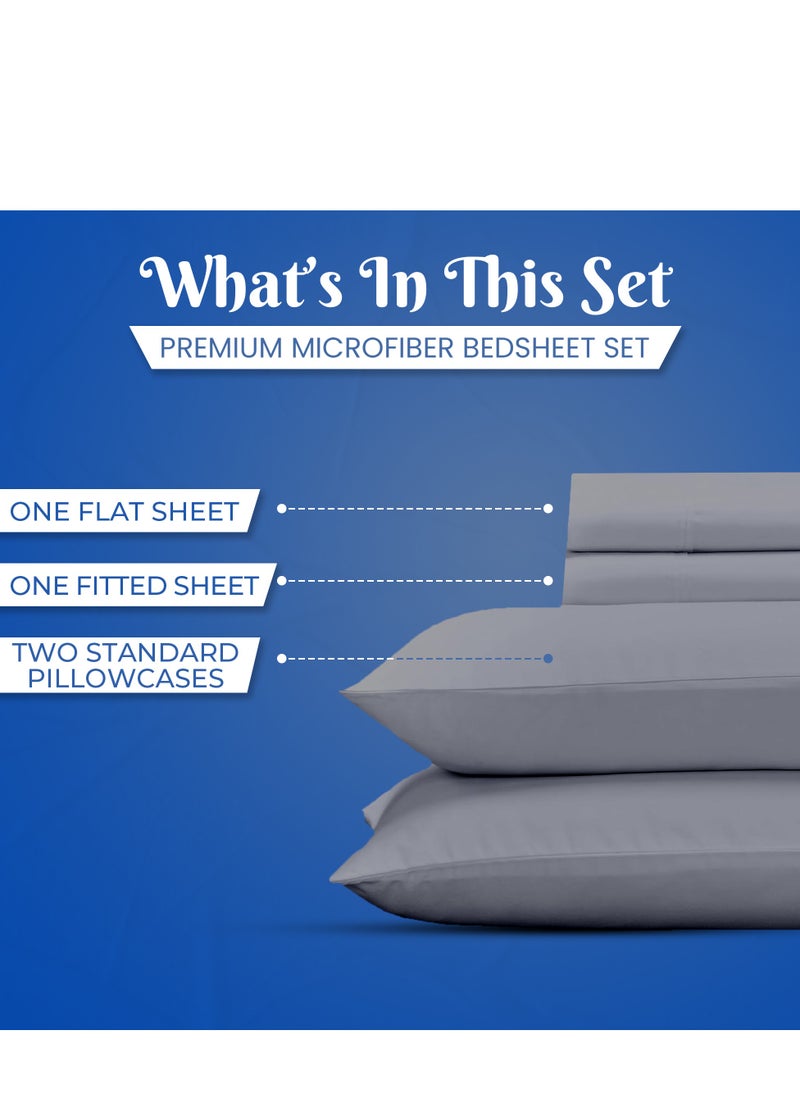Premium Grey Twin Sheets Set - 1800 TC Series 3 Piece Bed Sheets - Soft Brushed Microfiber Fabric - 16 Inches Deep Pockets Sheets Wrinkle Free & Fade Resistant by Infinitee Xclusives