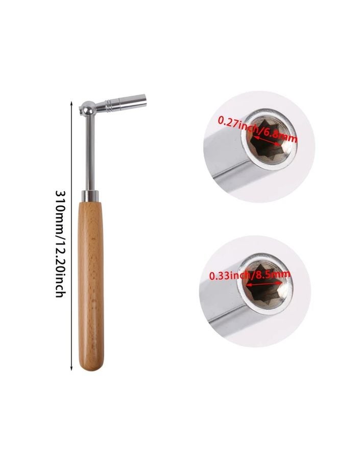 Ergonomic Date Wood Stainless Steel Piano Tuning Wrench Lightweight Durable Comfort Grip - Image 3