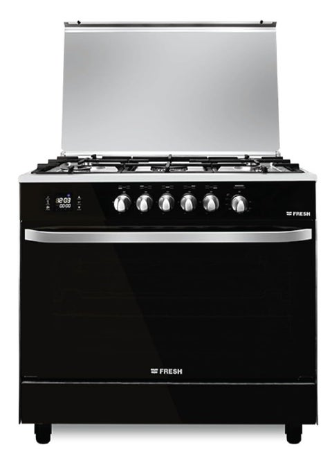 Fresh Hammer Gas Cooker with Full Safety System, 5 Burners, 90 cm x 60 cm, Black - 13914