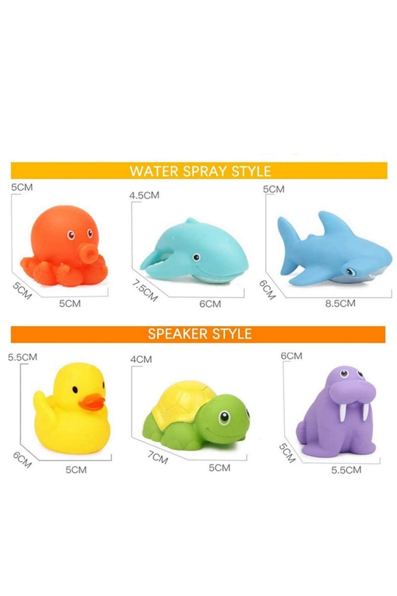 7PCS Baby Bath Toys Creative Spray Water Shower Toys Kids Sharks Fishing Net Set Color Changing Pinch Animal Dolls Bath Time Fun Gift for Toddlers - Image 3