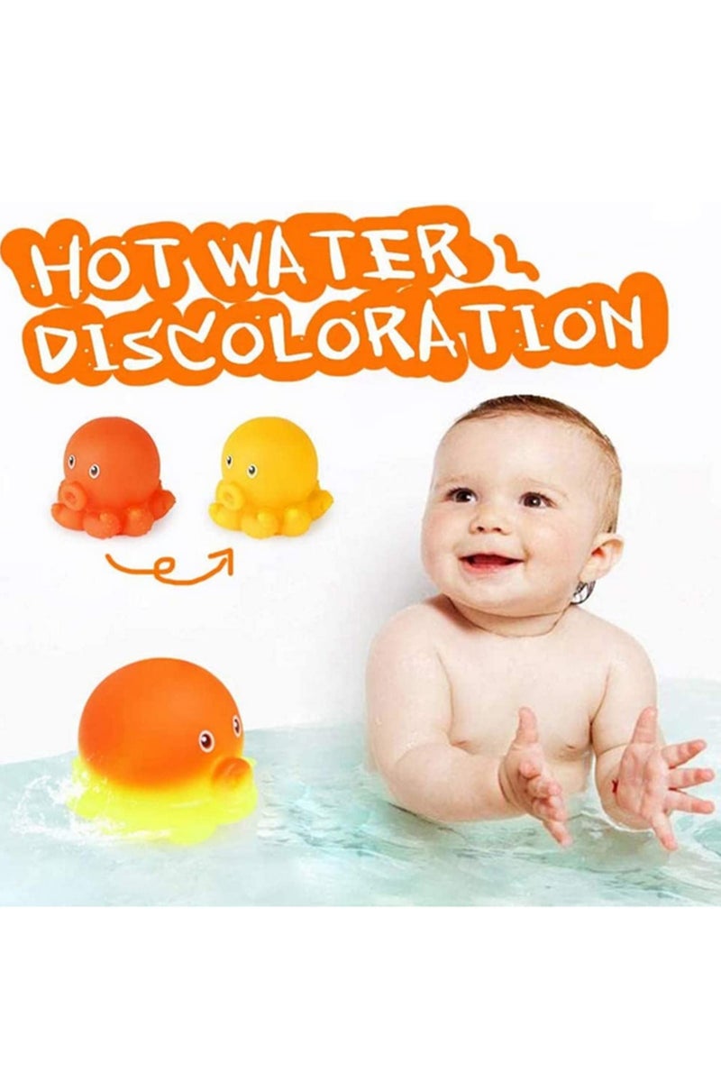 7PCS Baby Bath Toys Creative Spray Water Shower Toys Kids Sharks Fishing Net Set Color Changing Pinch Animal Dolls Bath Time Fun Gift for Toddlers - Image 5