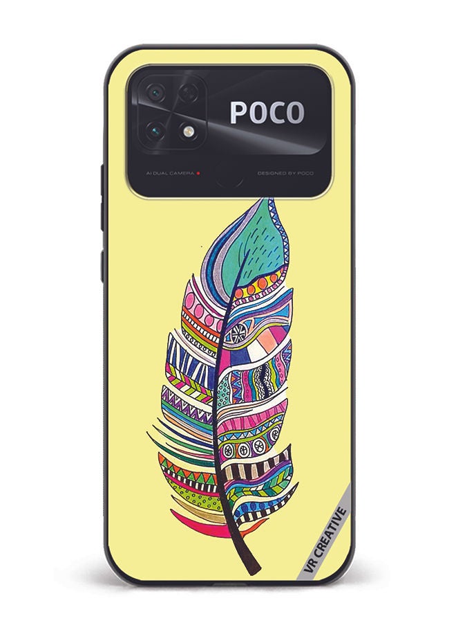 VR CREATIVE Protective Case Cover For Xiaomi Poco C40 Feather Design Multicolour - Image 1