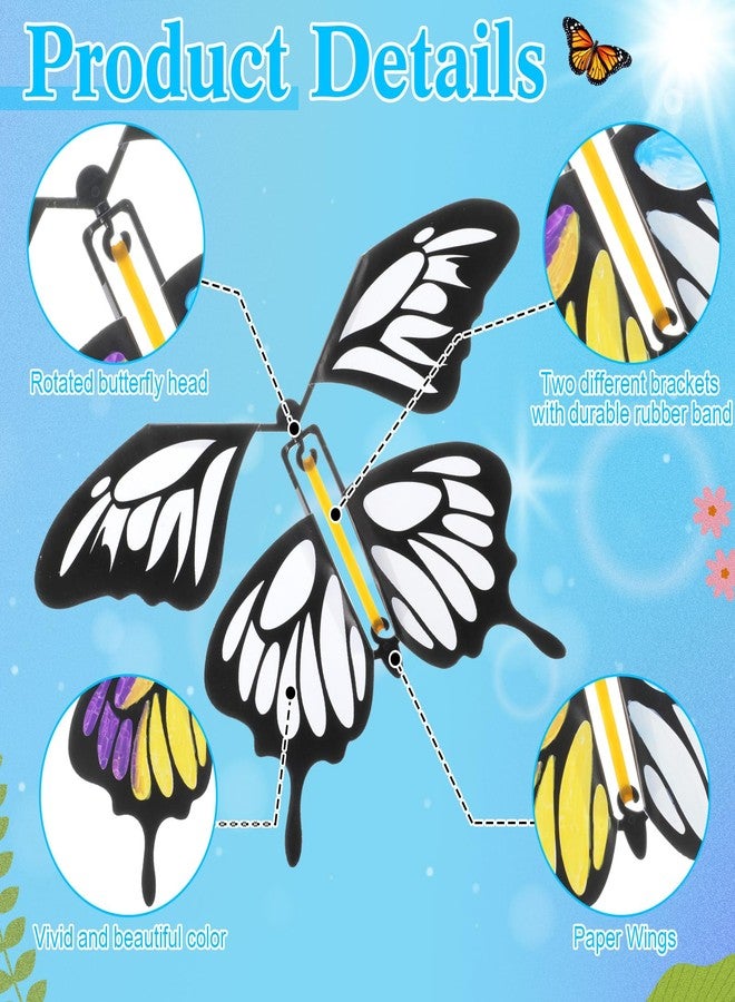 Seenelling 44 Pcs Flying Butterfly Craft Kit with 32 Wind up Butterflies and 12 Color Pens People Painting White Paper Butterflies DIY Toy for Party Game School Activity Birthday Gift (Style 3) - Image 4