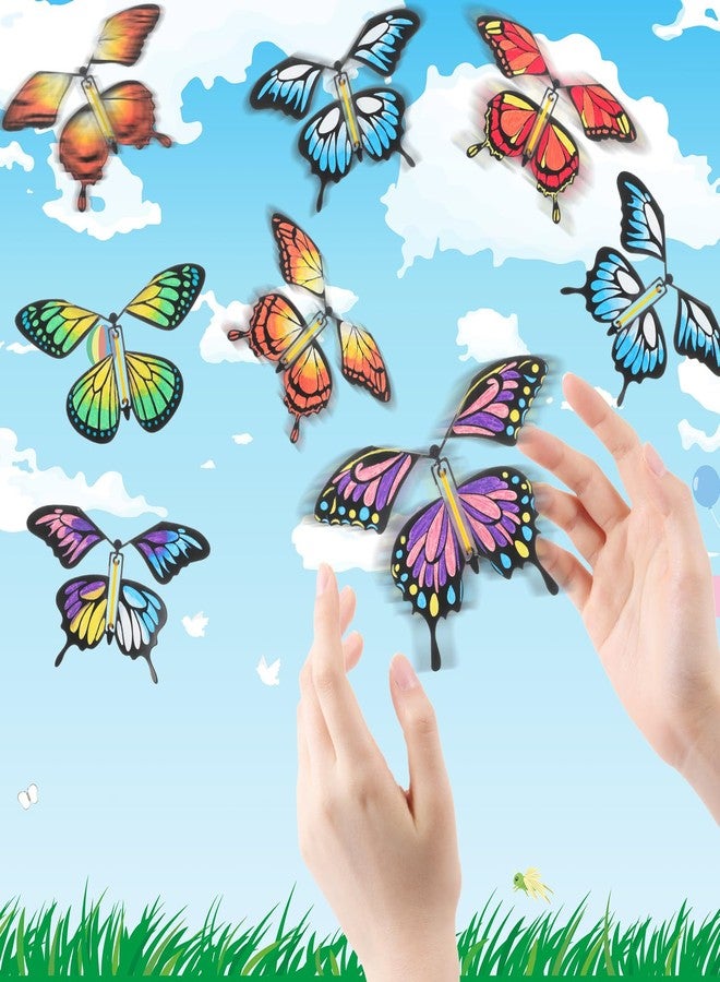 Seenelling 44 Pcs Flying Butterfly Craft Kit with 32 Wind up Butterflies and 12 Color Pens People Painting White Paper Butterflies DIY Toy for Party Game School Activity Birthday Gift (Style 3) - Image 5