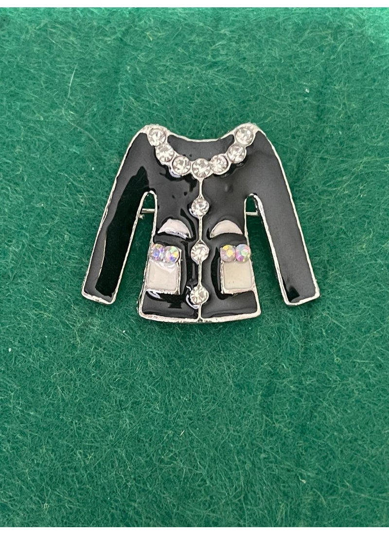 Gönülden Tasarım Heartfelt Design 3x3 cm Black Dress Zircon Glass Stone Brooch Pin Lapel Pin Turban Pin  - Image 2