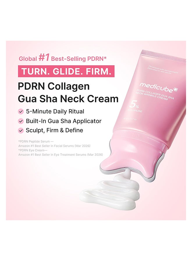 Medicube PDRN Collagen Gua Sha Neck Wrinkle Cream - Firming, Contour Care Built-In Gua Sha Massager with Volufiline 5% - For the Look of Fine Lines, Jawline, Neck, Décolleté, Korean Skincare, 3.17 oz - Image 2