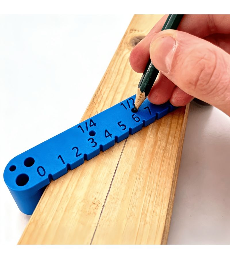 Blue Woodworking Multi Function Ruler 120mm Precise Line Drawing Drilling Tool - Image 2