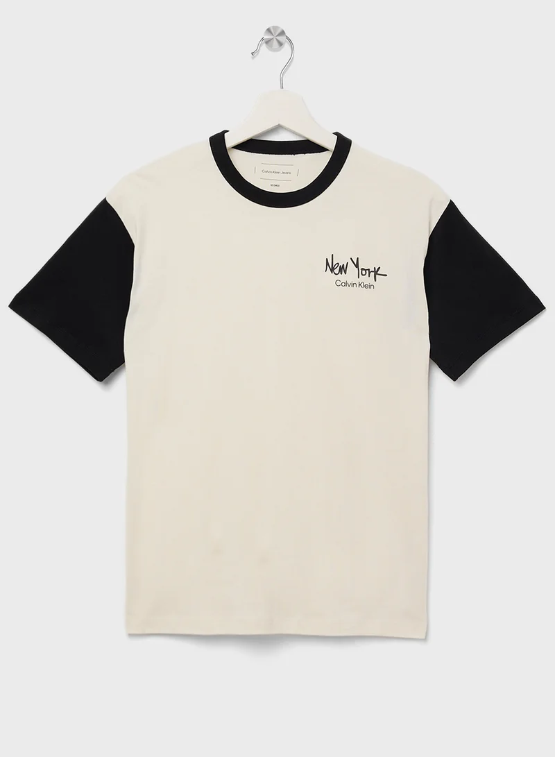 Calvin Klein Jeans Youth Color Block Graphic T-Shirt