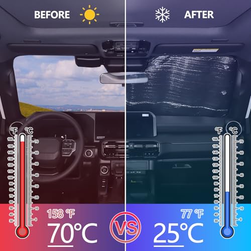 Qiosreui Front Windshield Sunshade for Toyota Land Cruiser Prado LC250 2024-2025 Accessories Windshield Sun shade Foldable Reflective Sun Visor Custom Sunscreen UV Blocker Privacy Protector HeatShield (Silver) - Image 2
