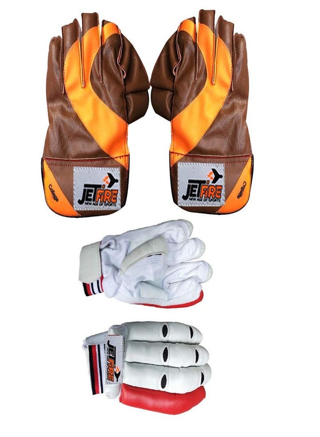 JetFire Ibex JetFire Basic College Wicket Keeping Gloves with Batting Gloves - Image 2