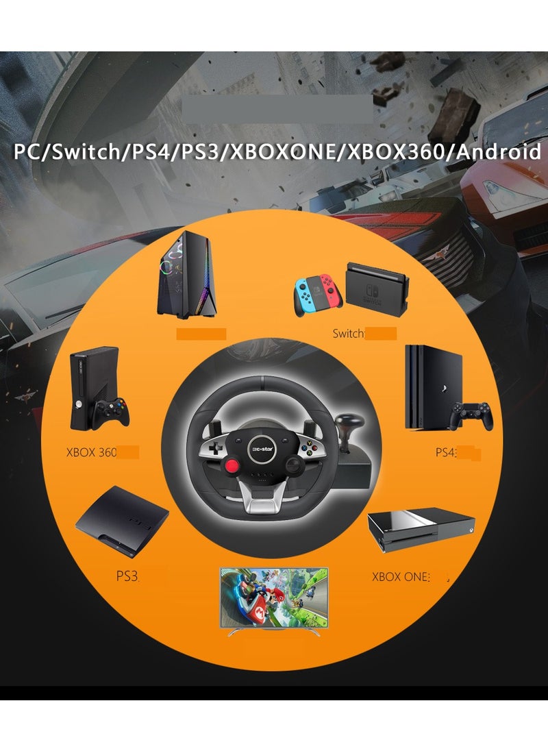 Generic - Racing Steering Wheel And Pedals  7 In 1 270 Degrees Rotation PC Racing Wheel Programable Dual Vibration USB Powered Racing Simulator Wheel, Enhances Your Racing Experience Compatible with Xbox one/360/PS4/PS2/PS3/PC - Image 1