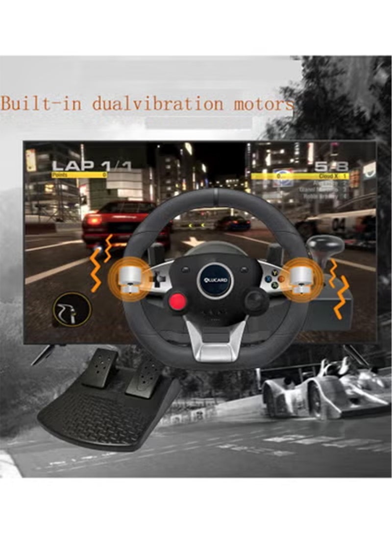 ALUCARD Racing Steering Wheel And Pedals  7 In 1 270 Degrees Rotation PC Racing Wheel Programable Dual Vibration USB Powered Racing Simulator Wheel, Enhances Your Racing Experience Compatible with Xbox one/360/PS4/PS2/PS3/PC - Image 2
