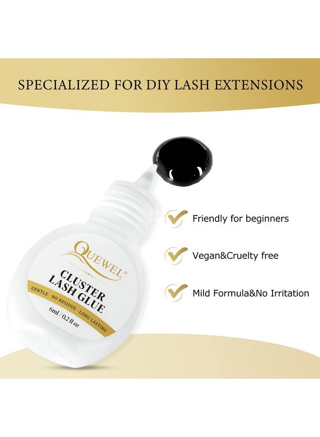 QUEWEL Lash Clusters Glue 6Ml Cluster Lashes Glue Black Eyelash Clusters Glue For Diy Lash Extensions Longlasting Eyelash Glue For Cluster Lashes Waterproof&No Irritation(Black, 6Ml) - Image 4