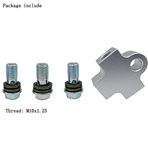 kweiny Motorcycle Hydraulic Brake Line Tee Hose Connector 3 Way Adapter with M10 Banjo Bolt(Square Shape) - Image 5