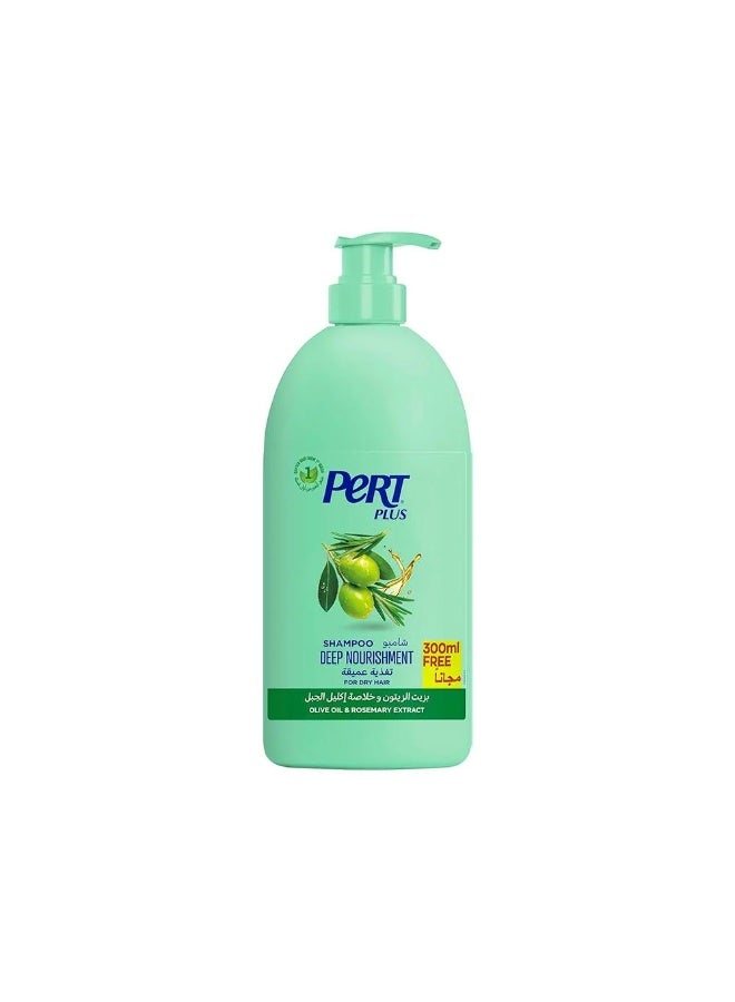 Pert Plus Deep Nourishment Shampoo For Dry Hair With Olive & Rosemary Extract 1000ml
