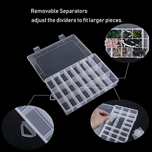 Zollyss 36 Grid Cells Multipurpose Plastic Storage Box with Removable Dividers for Medicine Pills, Jewelry, Pins, Screws, Cosmetics, Stationery Items, Transparent, Rectangular Storage Box - Image 4