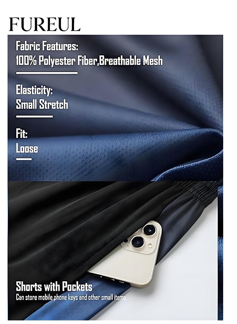 FUREUL Men's 2Pcs Sportswear Set Polyester Quick Dry Breathable Athletic T-Shirt Shorts Lightweight Moisture Wicking Workout Suit for Running Gym Training Outdoor Sports - Image 3