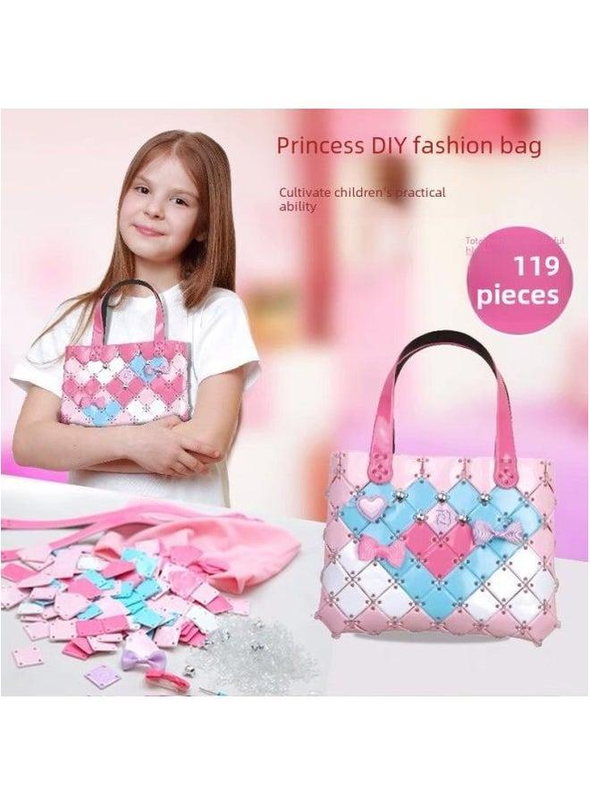 Children's Detachable Woven Shoulder Bag Handmade Material Diy Girl Gift Toy-Color:[English Version] 9903(28 Pieces)  - Image 2