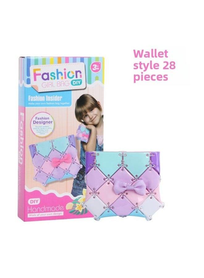 Children's Detachable Woven Shoulder Bag Handmade Material Diy Girl Gift Toy-Color:[English Version] 9903(28 Pieces)  - Image 1