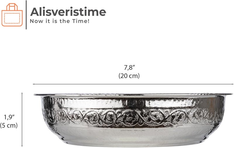 Alisveristime وعاء حمام نحاسي تركي أصيل من (وزن 440 جرام، مصنوع من الزنك، لون فضي) - Image 3