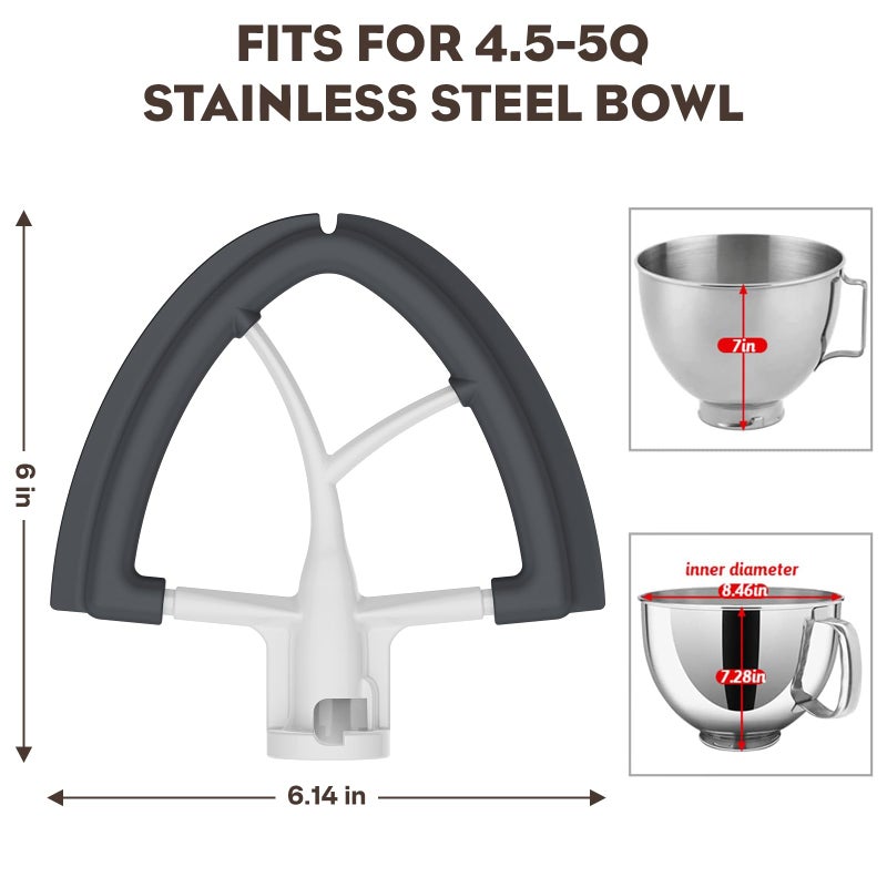 FOCOllK Pouring Shield for KitchenAid 4.5-5QT Mixer Bowl (Stainless Steel, Glass, Ceramic) and Flex Edge Beater for Kitchenaid Mixer, 4.5-5 QT Tilt-Head for Kitchenaid Mixer Attachments by FOCOLLK - Image 3