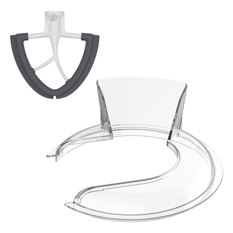 FOCOllK Pouring Shield for KitchenAid 4.5-5QT Mixer Bowl (Stainless Steel, Glass, Ceramic) and Flex Edge Beater for Kitchenaid Mixer, 4.5-5 QT Tilt-Head for Kitchenaid Mixer Attachments by FOCOLLK - Image 1