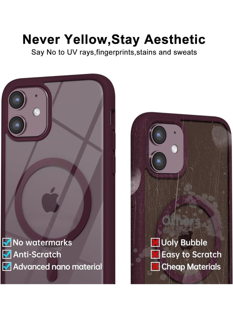 أكاليكس جراب مغناطيسي شفاف لهاتف iPhone 12 و iPhone 12 Pro [مقاوم للصدمات ونحيف] غطاء خلفي صلب شفاف مع حماية عالية الجودة | أحمر داكن - Image 4