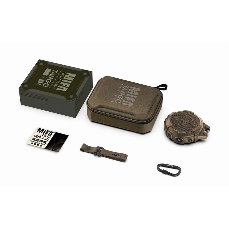 Mifa Tango Portable Bluetooth Speaker with Flashlight, Ip67 Waterproof and Shockproof, Bluetooth 5.3 Deep Bass, 25-Hour Playtime, Brown - Image 1