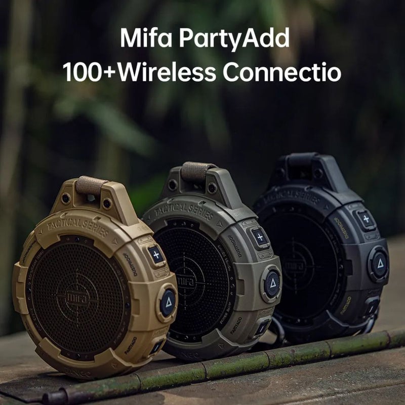 Mifa Tango Portable Bluetooth Speaker with Flashlight, Ip67 Waterproof and Shockproof, Bluetooth 5.3 Deep Bass, 25-Hour Playtime, Brown - Image 3