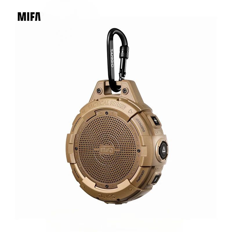 Mifa Tango Portable Bluetooth Speaker with Flashlight, Ip67 Waterproof and Shockproof, Bluetooth 5.3 Deep Bass, 25-Hour Playtime, Brown - Image 2