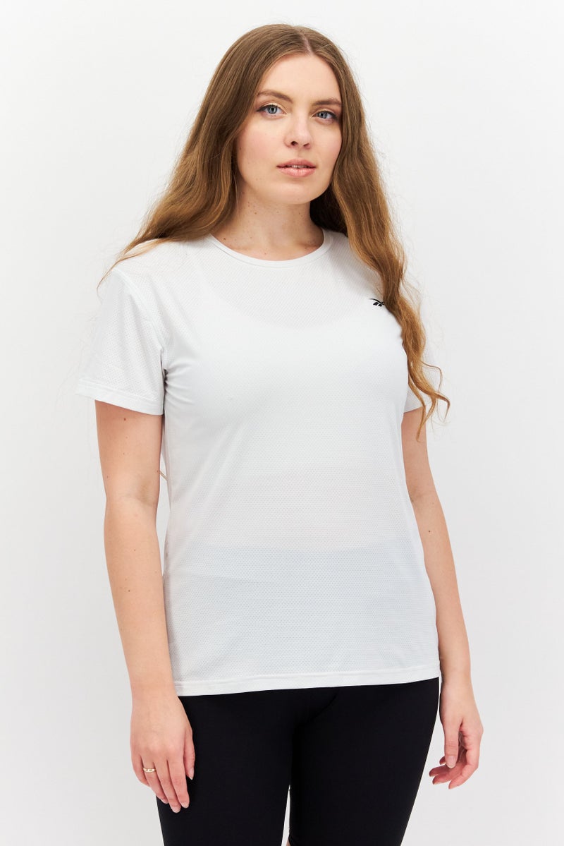 Reebok Women Sportswear Fit Short Sleeves Training Top, Off White - Image 1
