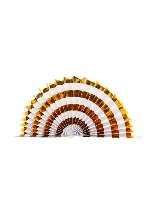 Funcart Funcart Golden White Paper Fan Decoration Set 6pcs Party Paper Fans Gold Hanging Garland Glitter for Birthday Wedding Baby Shower Bridal Valentines Day Girls Decoration  - Image 3