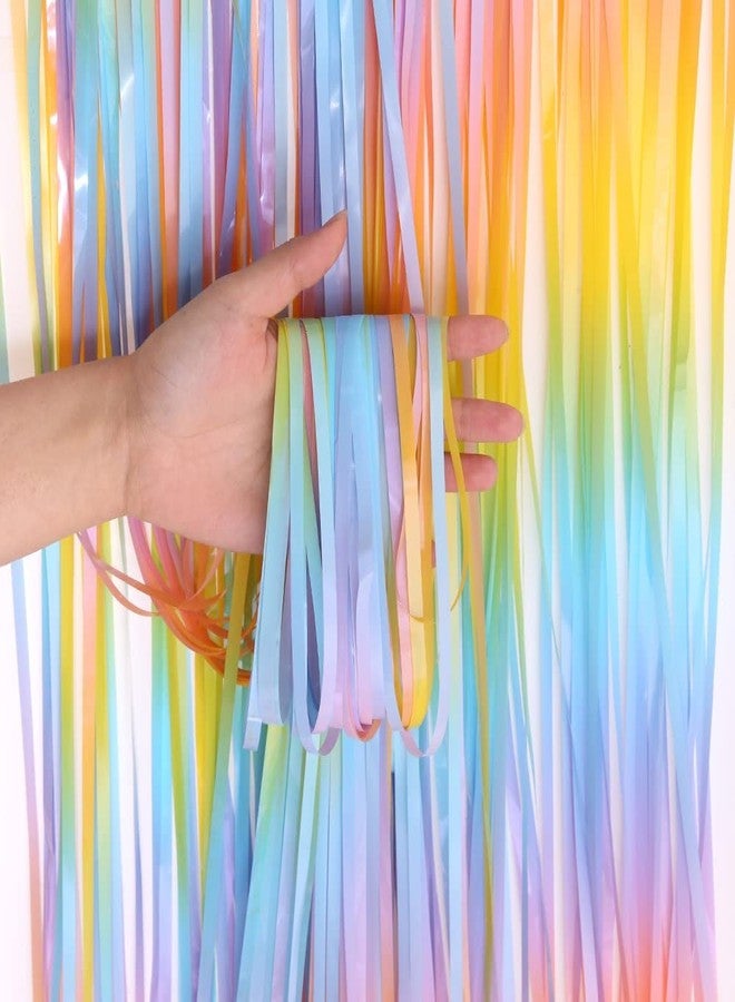 Happy Space - Macaron Rainbow Pastel Foil Fringe Metallic Curtain Backdrop Streamers for Birthday Parties, Baby Shower, Photo Booth, Unicorn Theme parties (Pack of 2) - Image 3